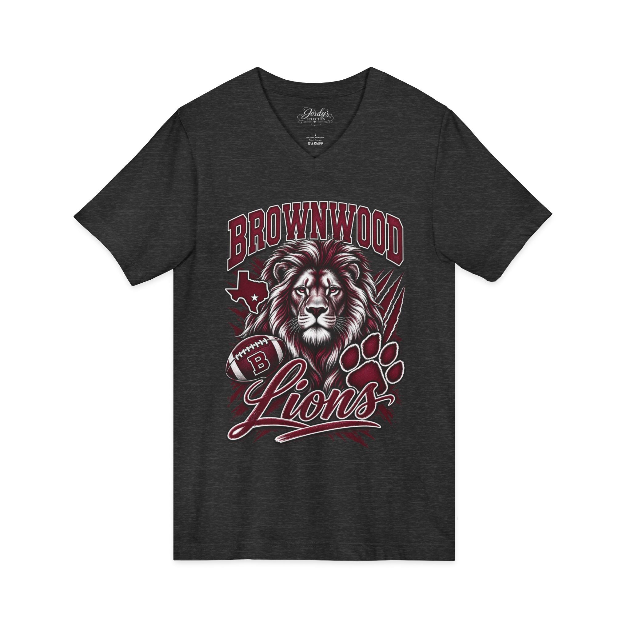 Brownwood Lions Unisex Jersey Short Sleeve V-Neck Tee