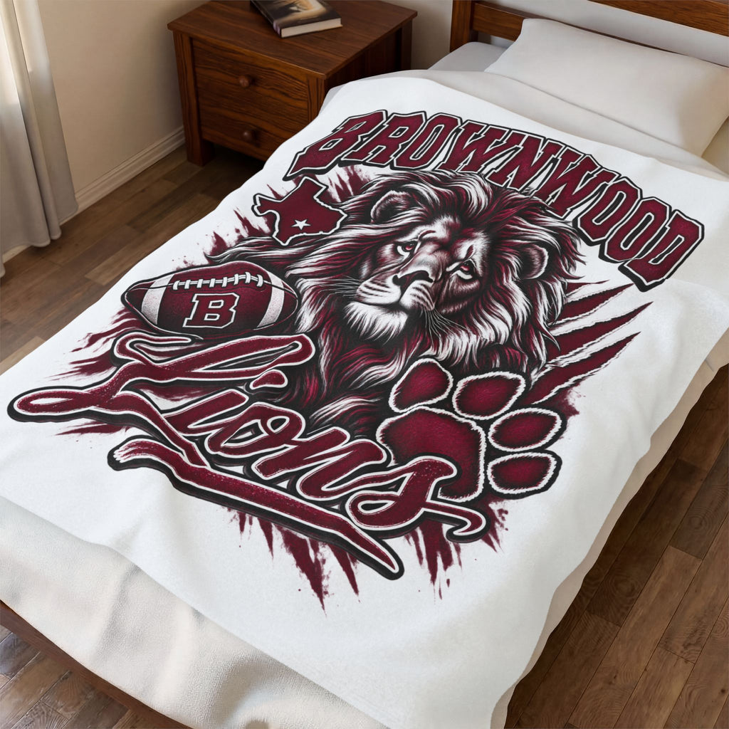 Brownwood Lions Velveteen Plush Blanket