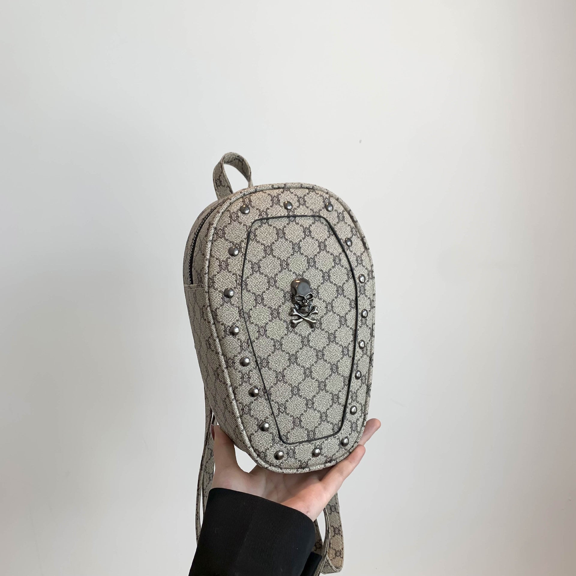 Retro Cross Skull PU Shoulder Backpack