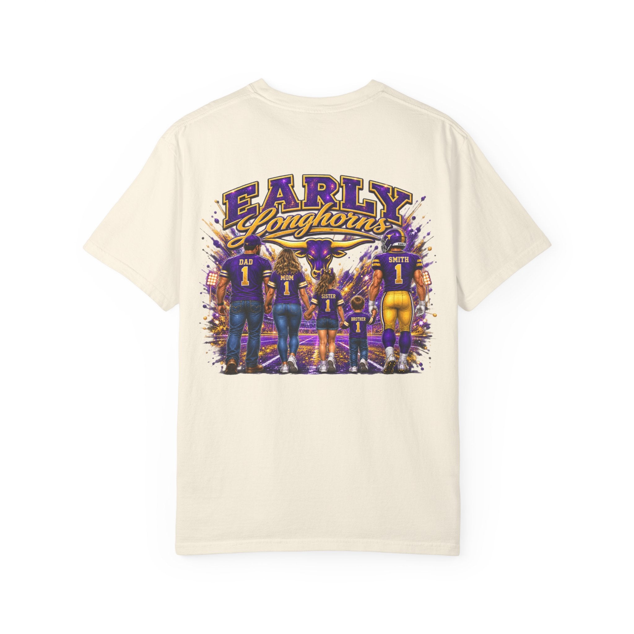 Early Longhorns T-Shirt — Family Football Back Design (EMAIL FOR A DESIGN THAT HAS YOUR NAME AND #)