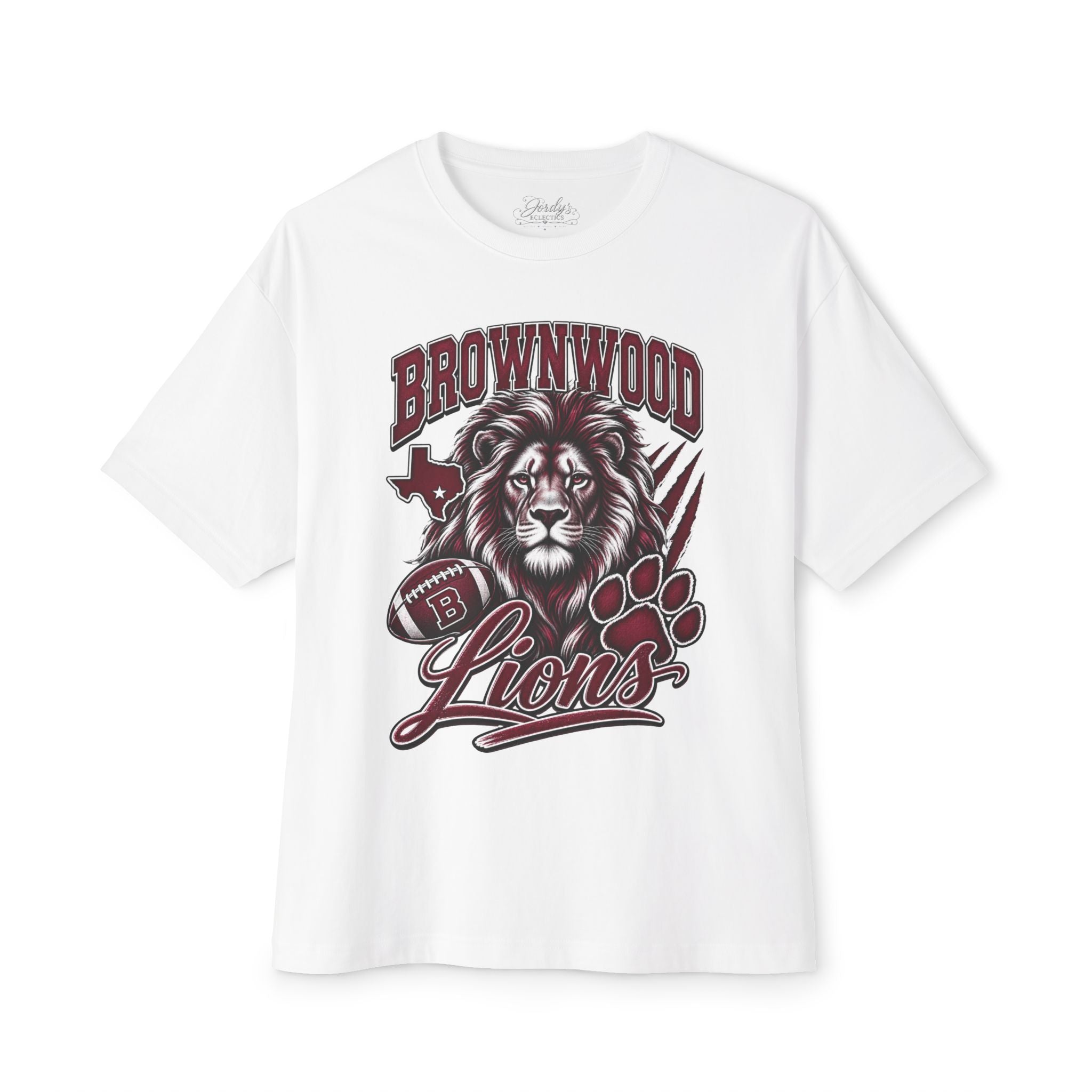Brownwood Lions Unisex Graphic T-Shirt – Maroon & White