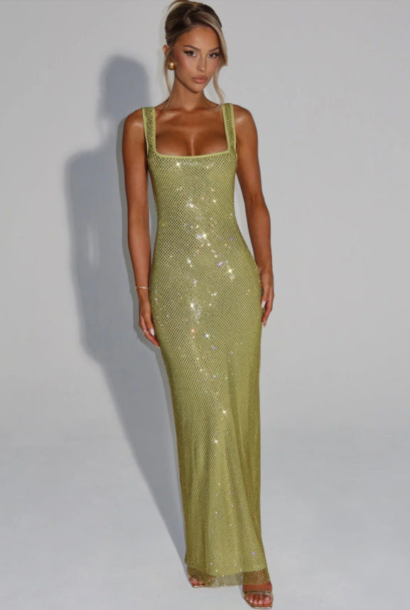 Sequin Mesh Diamond Evening Dress