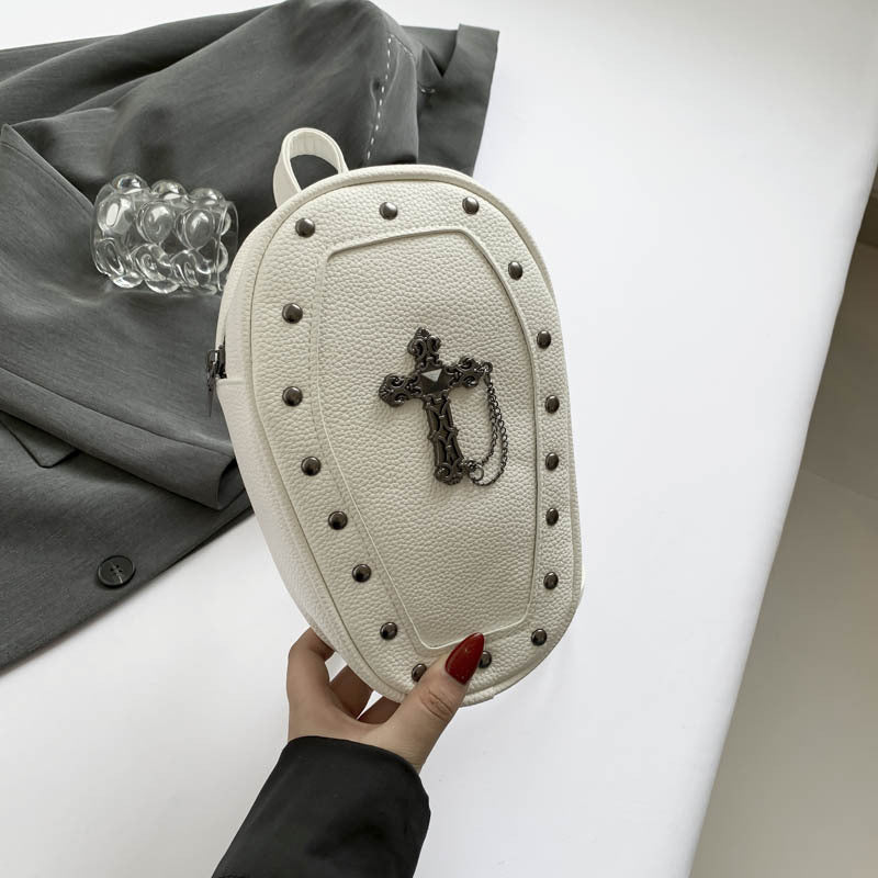 Retro Cross Skull PU Shoulder Backpack