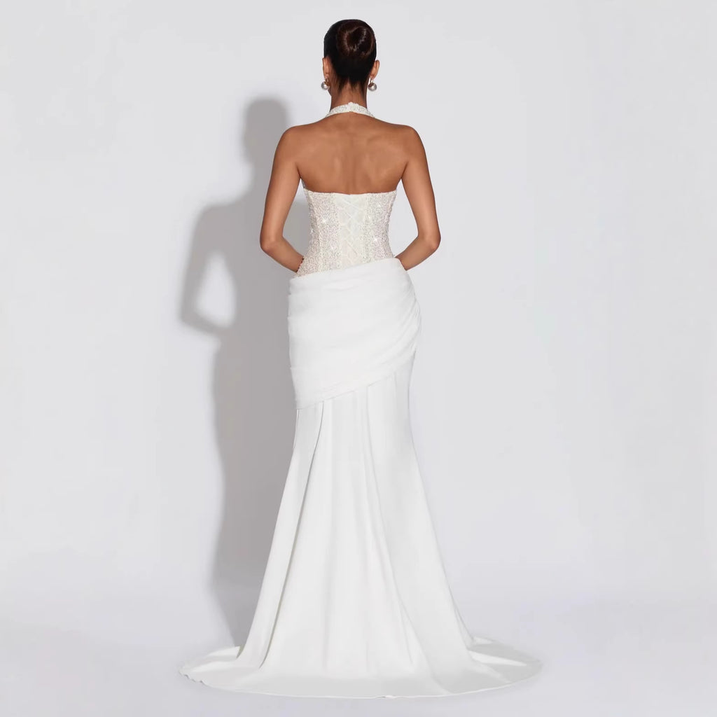 Sequin Halter Evening Gown