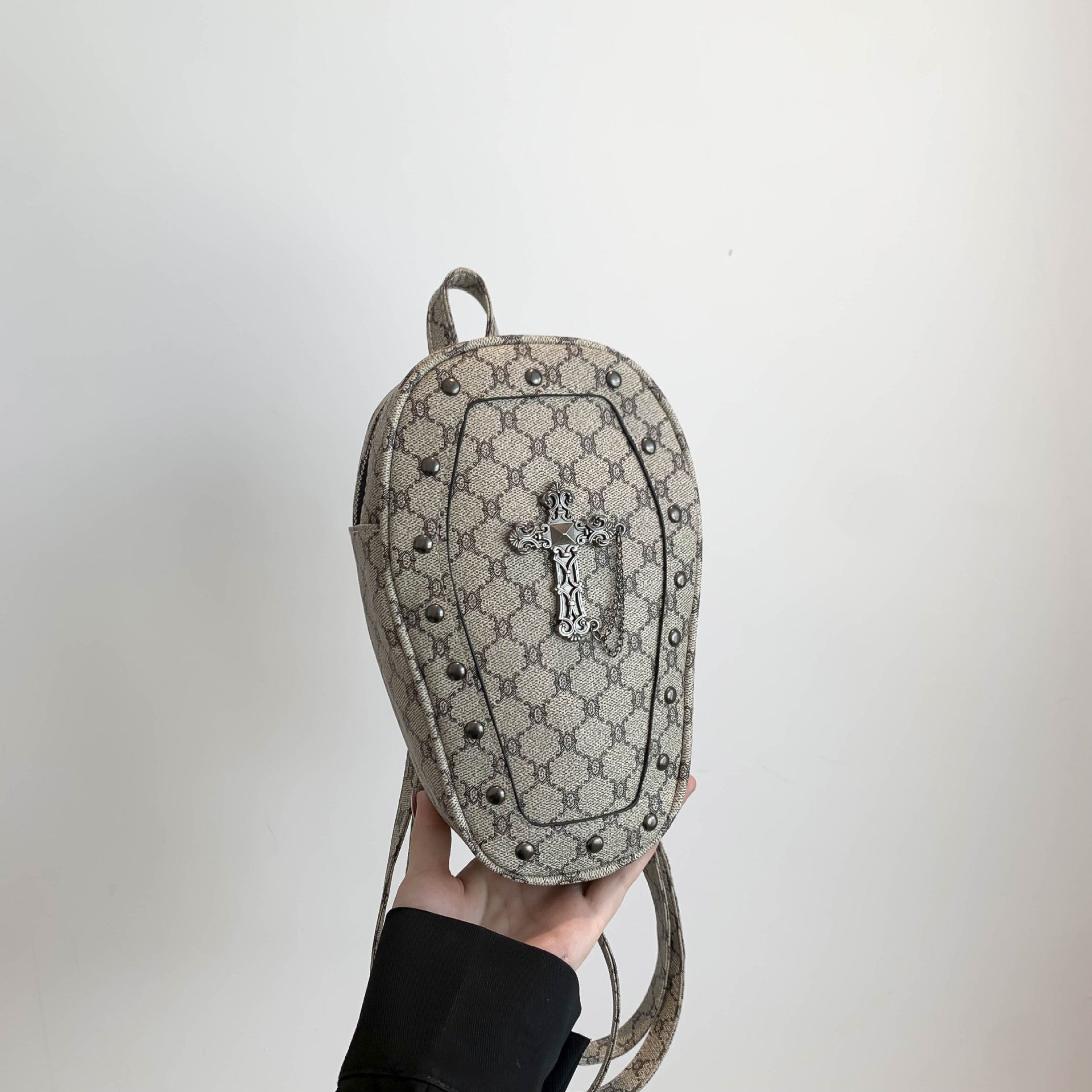 Retro Cross Skull PU Shoulder Backpack