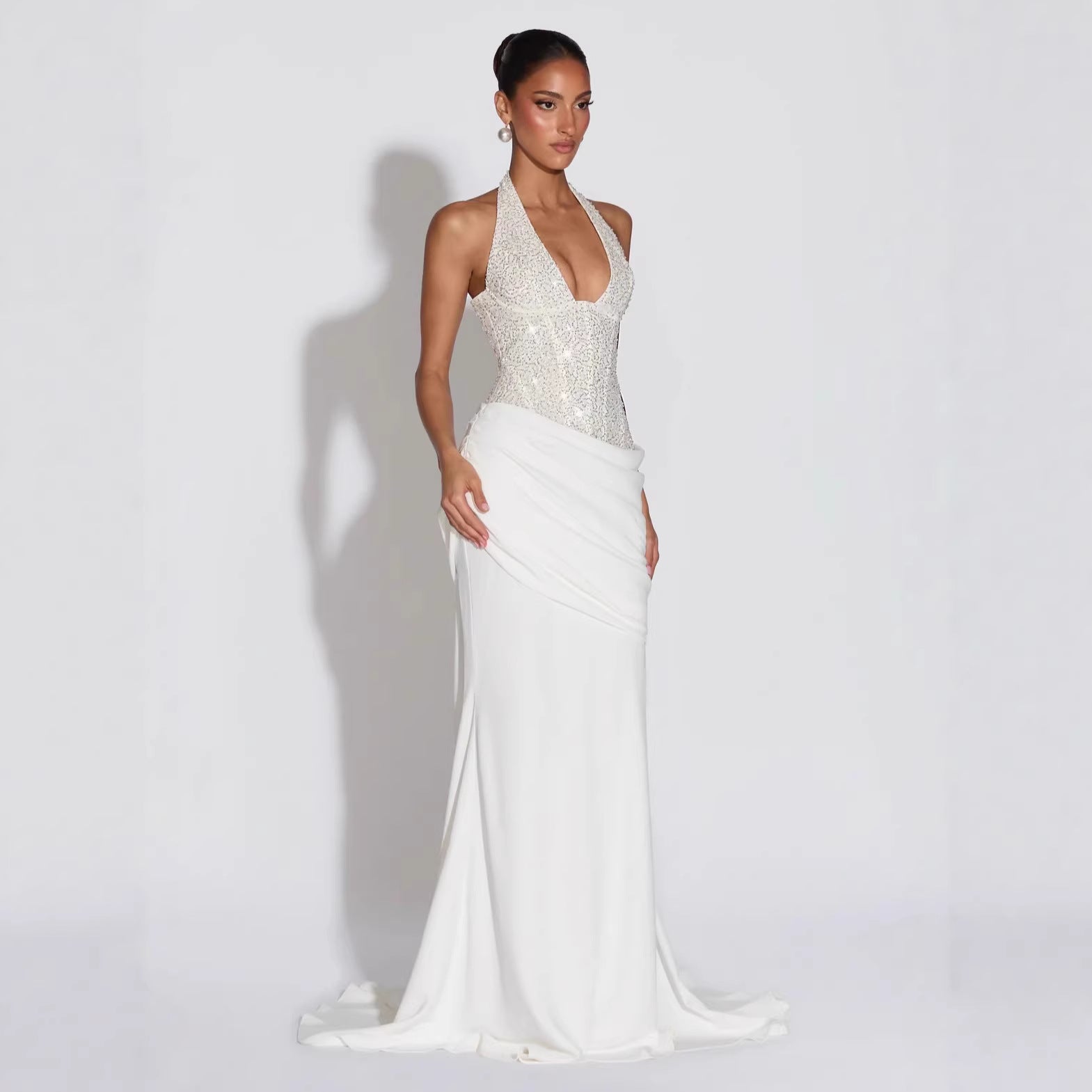Sequin Halter Evening Gown