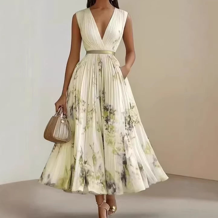 Sleeveless Floral Print Dress