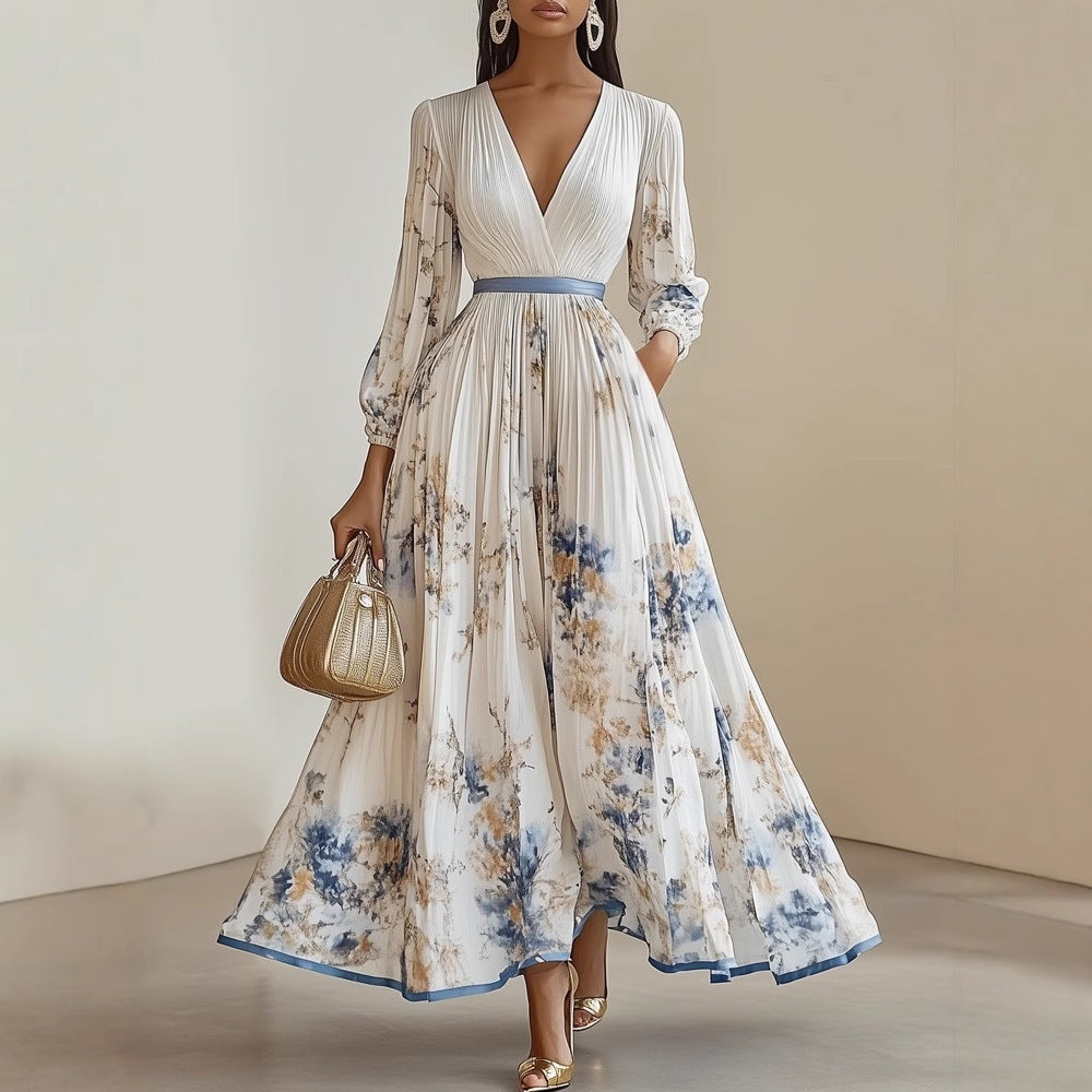 Floral Print Pleated Dress