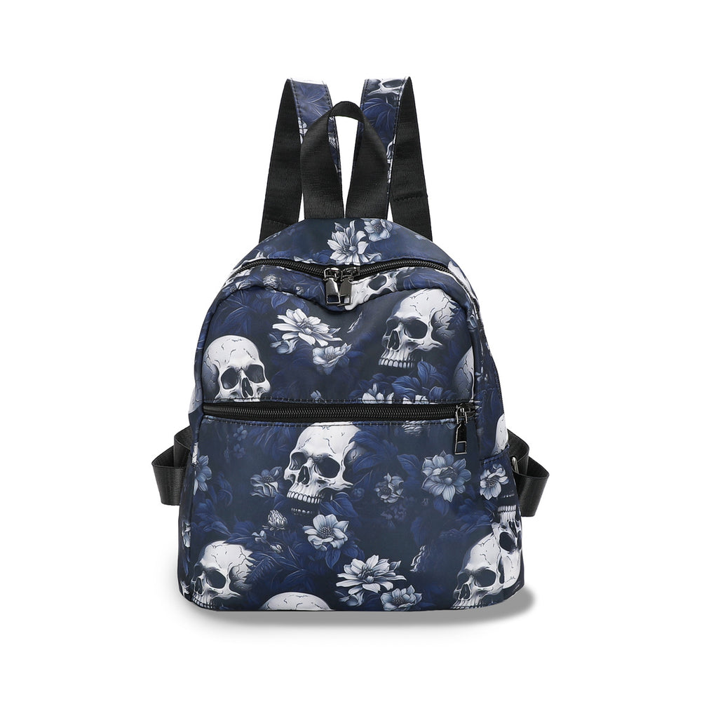 Gothic Skull Print Nylon Backpack
