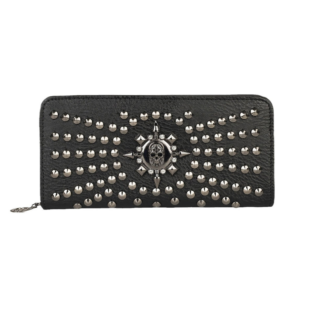 Punk Rivet Skull Long Wallet